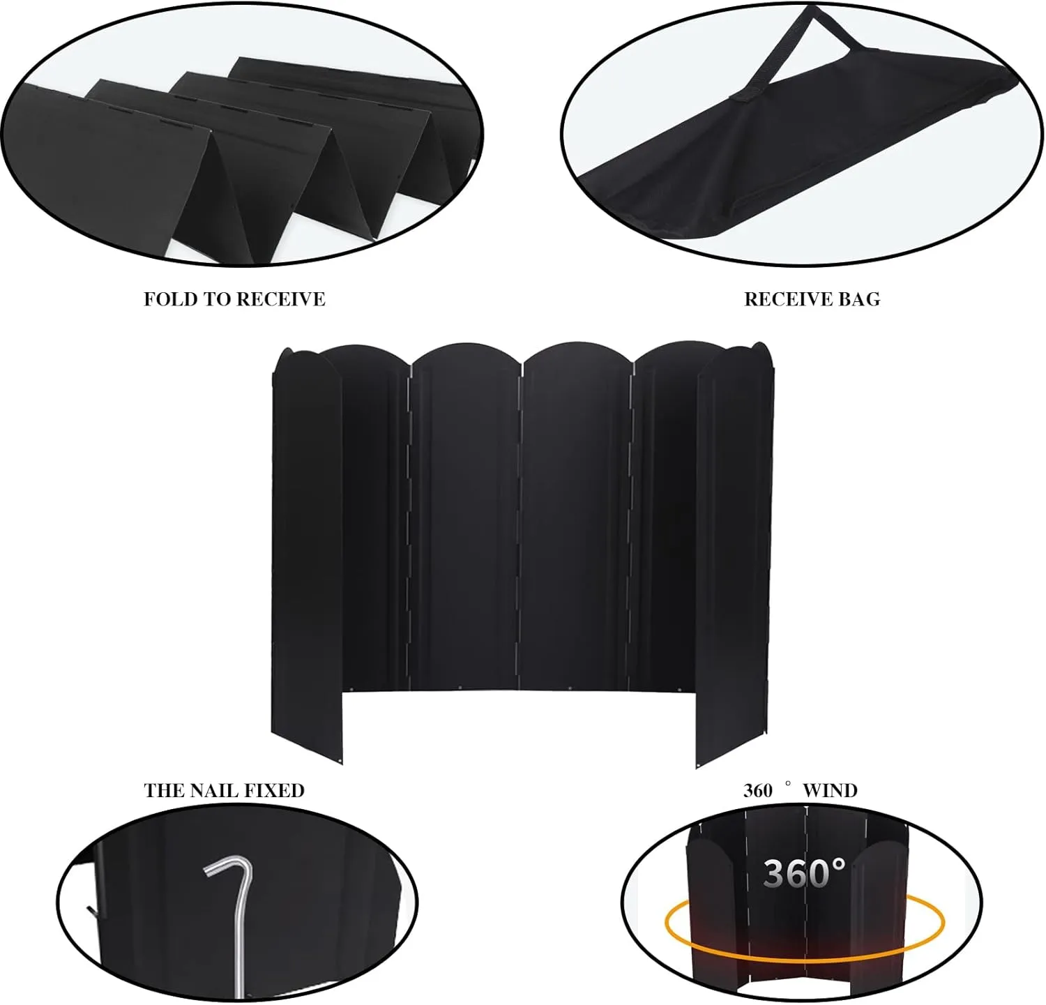 Camping Stove Windshield, Folding 8 Plates Stove Windscreen Stainless Steel Camping Stove Windshield With Storage Bag for Outdoor Cooking/Picnic-40cm