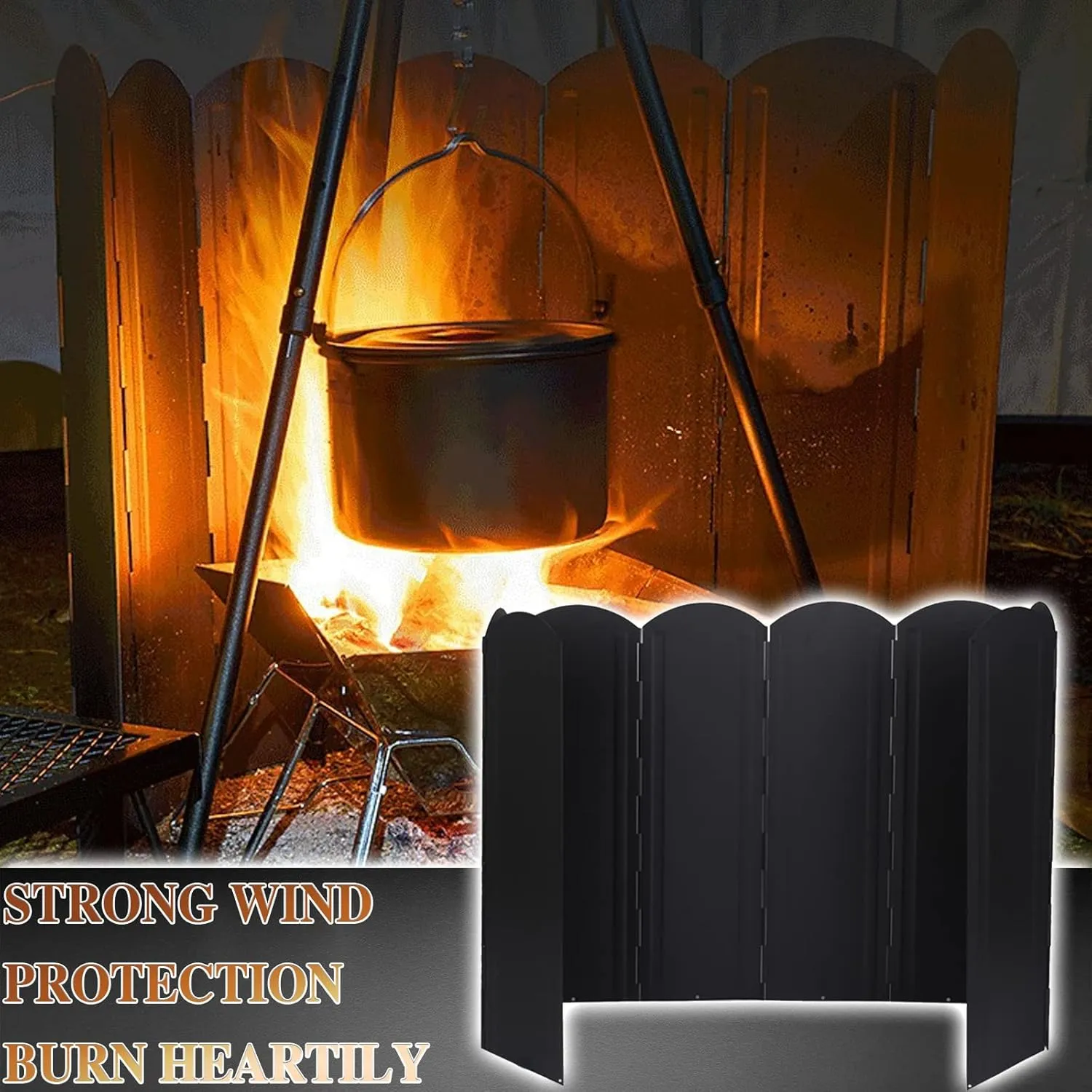Camping Stove Windshield, Folding 8 Plates Stove Windscreen Stainless Steel Camping Stove Windshield With Storage Bag for Outdoor Cooking/Picnic-40cm