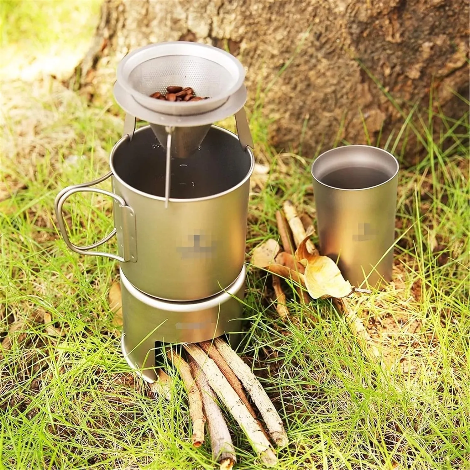 Camping Stove Wood Camping Stove Ultra-Lightweight Titanium Backpacking Stove Camp Stoves (Color : Silver Size : 80 * 91mm) (Silver 80 * 91mm)