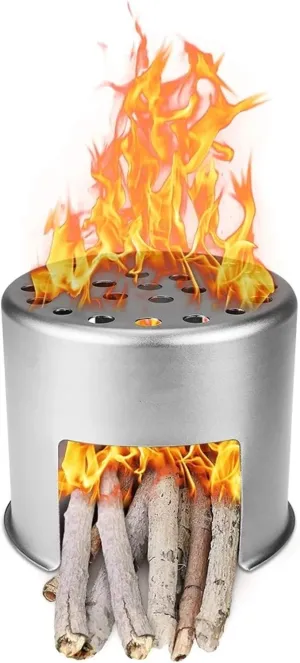 Camping Stove Wood Camping Stove Ultra-Lightweight Titanium Backpacking Stove Camp Stoves (Color : Silver Size : 80 * 91mm) (Silver 80 * 91mm)