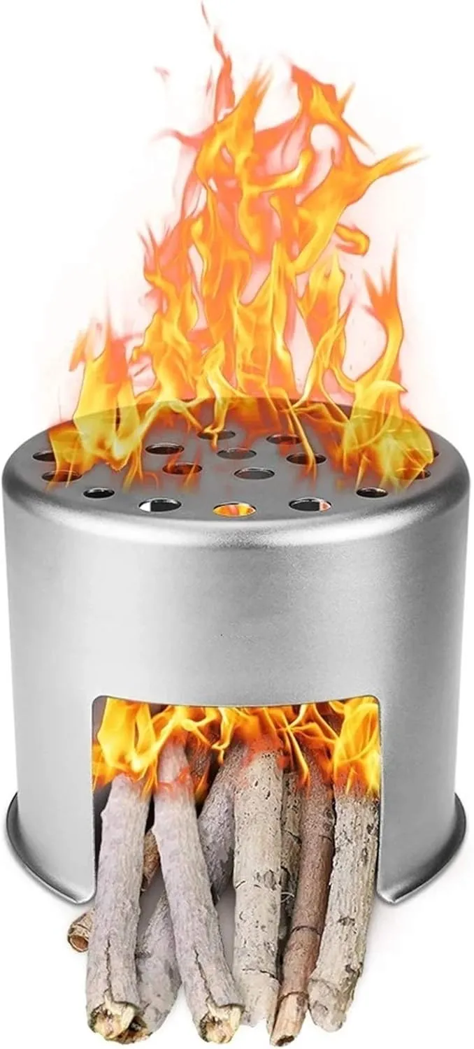 Camping Stove Wood Camping Stove Ultra-Lightweight Titanium Backpacking Stove Camp Stoves (Color : Silver Size : 80 * 91mm) (Silver 80 * 91mm)