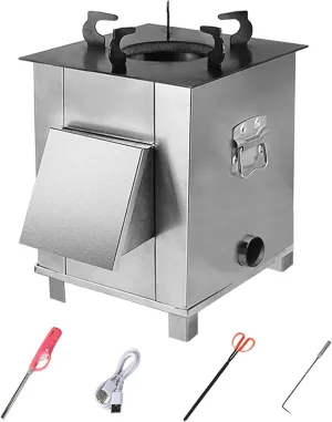 Camping Stove, Wood Stove Stainless Steel, Portable Stove with Tray, Portable Wood Burning Stoves, for Picnic BBQ Camp Hiking