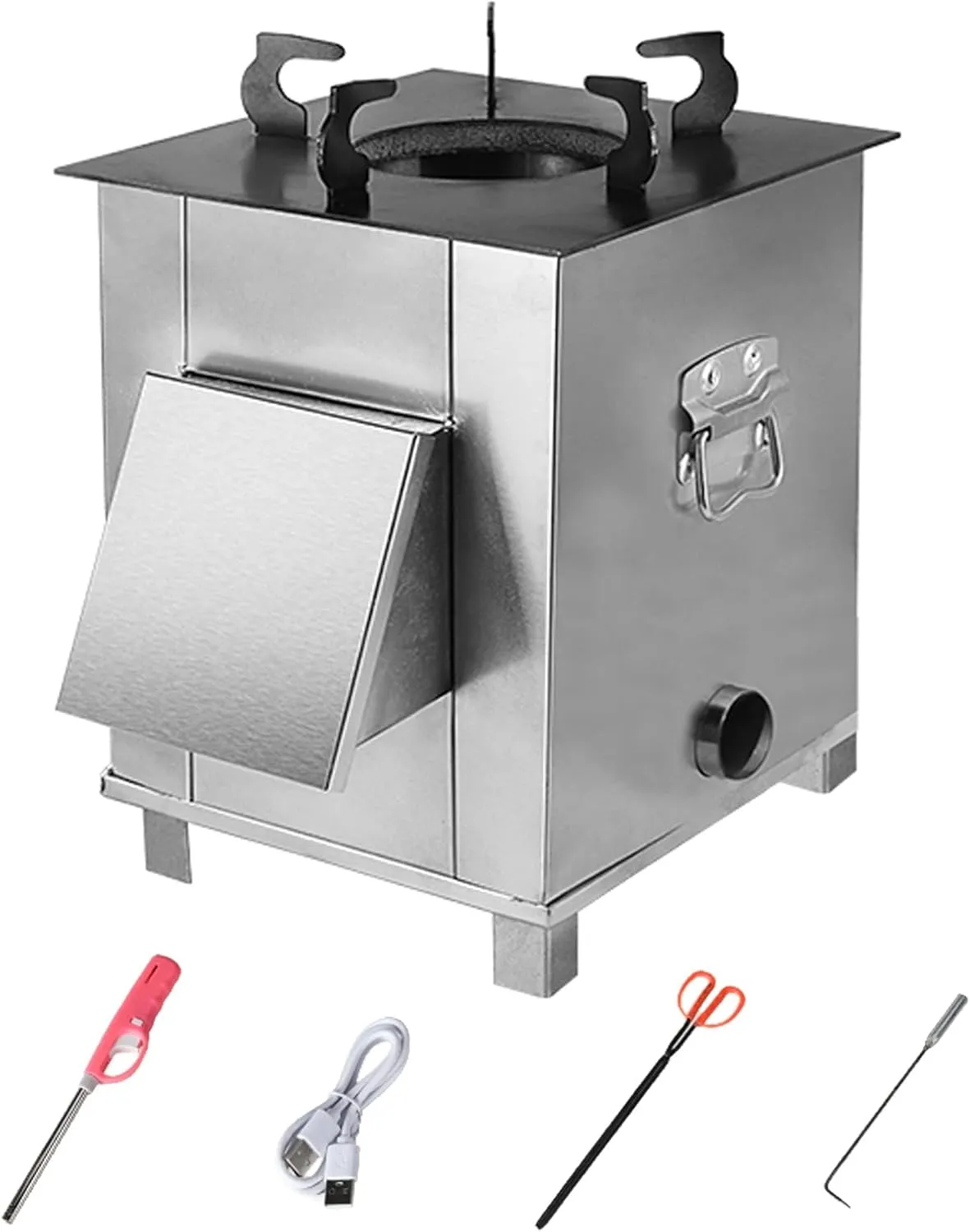 Camping Stove, Wood Stove Stainless Steel, Portable Stove with Tray, Portable Wood Burning Stoves, for Picnic BBQ Camp Hiking