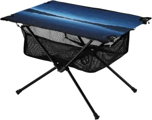 Camping Table Lightweight Portable Folding Table with Mesh Storage Net Starry Sky Galaxy Lake Ideal for Camping Hiking Beach Picnic Travel Backyard