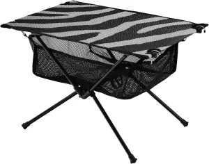 Camping Table Lightweight Portable Folding Table with Mesh Storage Net Zebra Stripes Ideal for Camping Hiking Beach Picnic Travel Backyard