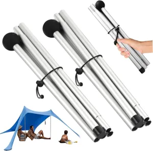 Camping Tarp Tent Poles 79 inch Tarp Poles, 2PCS Adjustable Tent Poles for Tarp, 10 Sections Aluminum Replacement Tent Poles, Non-Slip Shade Sail Poles for Camping Hiking Outdoor Sport