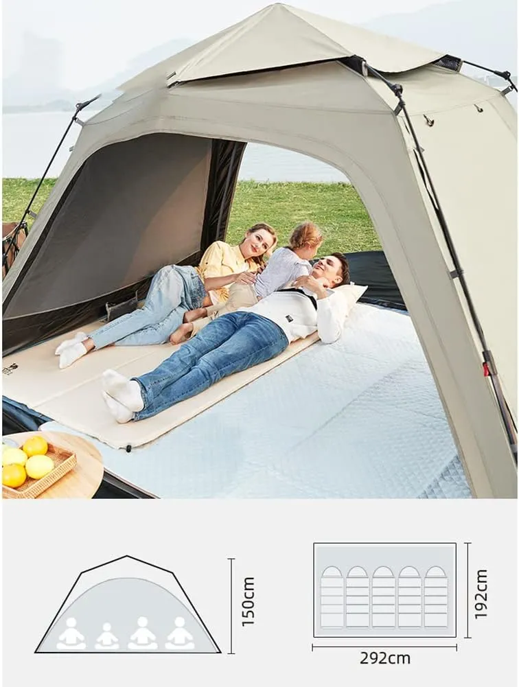 Camping Tent Waterproof & Windproof 3 Seasons Lightweight Backpacking Tent Suitable for Outdoor,Hiking,Glamping - Easy Setup Removable Rainfly Portable Tent, 292X192X150CM, Gold