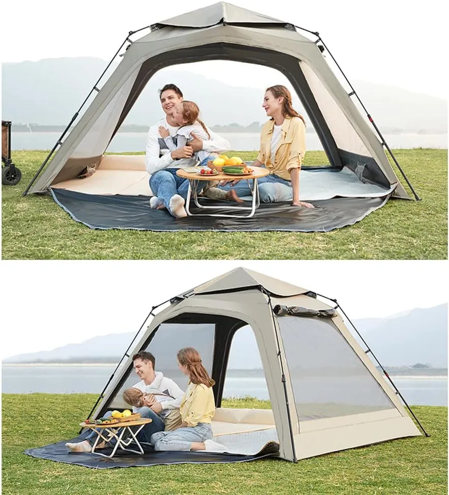Camping Tent Waterproof & Windproof 3 Seasons Lightweight Backpacking Tent Suitable for Outdoor,Hiking,Glamping - Easy Setup Removable Rainfly Portable Tent, 292X192X150CM, Gold