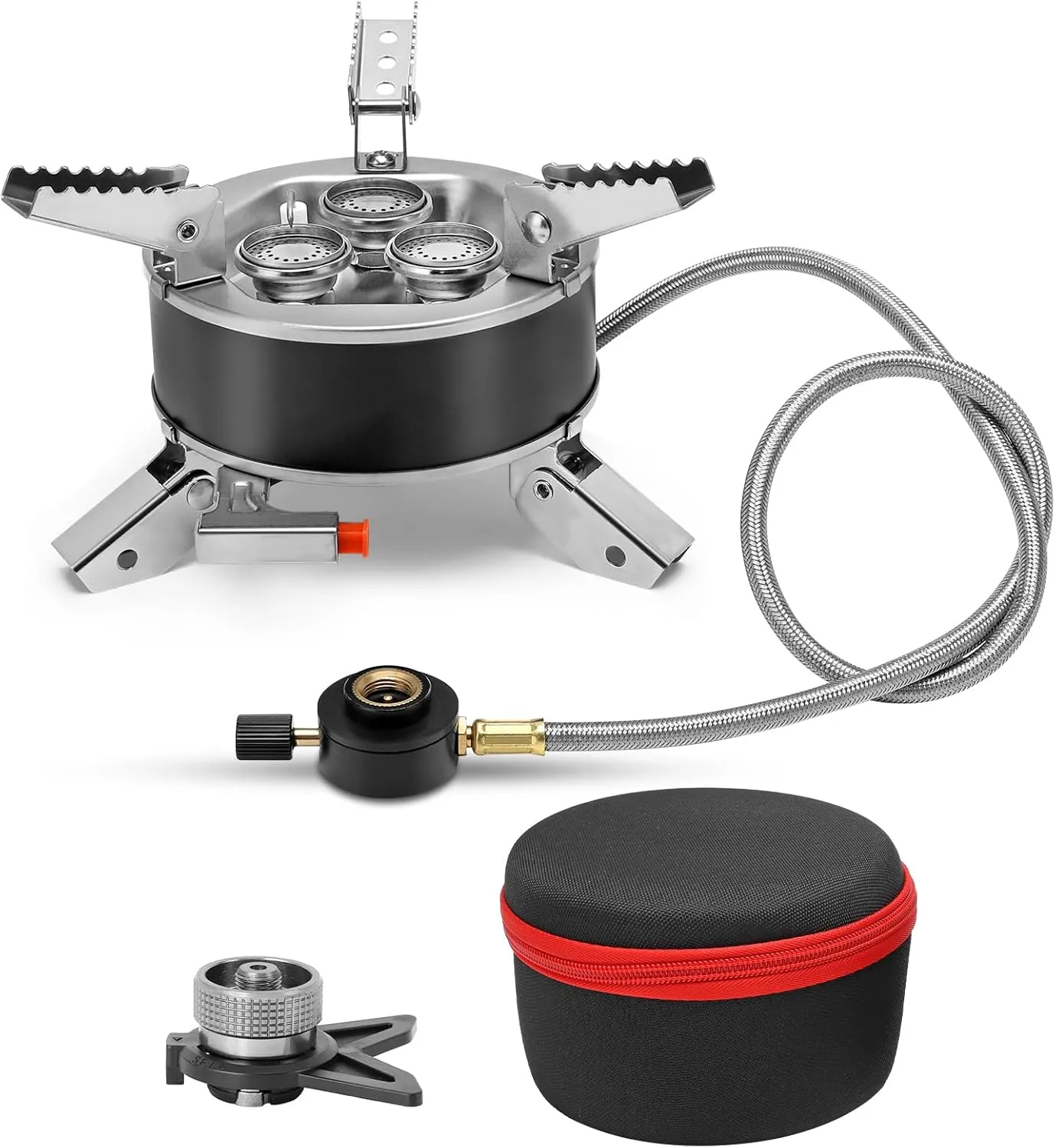 Camping Windproof Stove with Piezo Ignition Flame Regulator 6800W Portable Foldable Camping Windproof Gas for Outdoor