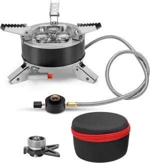 Camping Windproof Stove with Piezo Ignition Flame Regulator 6800W Portable Foldable Camping Windproof Gas for Outdoor