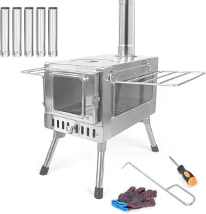 Camping Wood-Burning Stove Stainless Steel Foldable Tent Wood