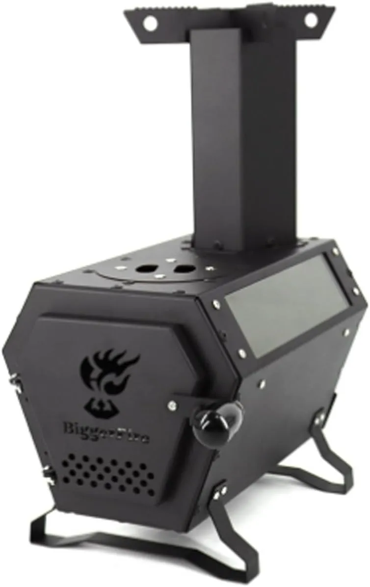 Camping Wood Stove Outdoor Camping Firewood Stove Portable Picnic Rocket Stove with Storage Bag, Ideal for Indoor and Outdoor Heating and Daily Cooking(Black)