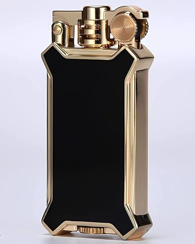 Candle Lighter Soft Flame Refillable Fluid Wheel Lighter Multipurpose Cool Vintage Lighters with Gift Box for Cooking Fireworks Camping Collection Gift (Gold)