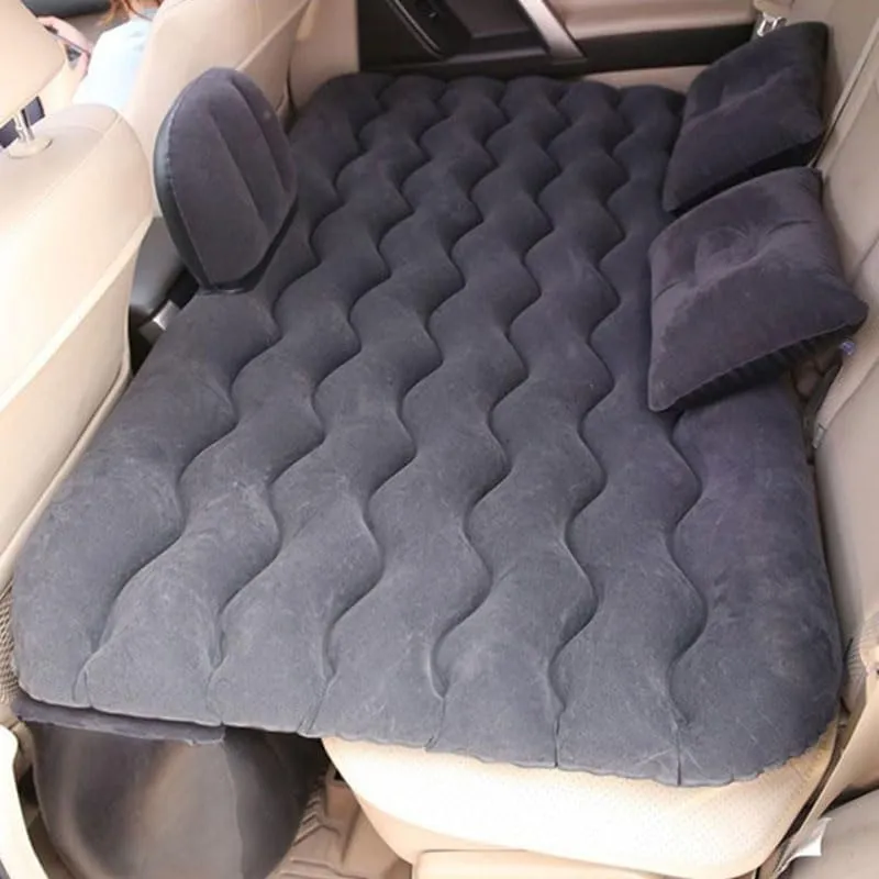 Car Air Mattress for Lincoln MKS 2009–2016, Inflatable Back Seat Sleeping Pad with Pump & 2 Pillows, Folding Portable Camping Bed for Travel& Road Trips,Black