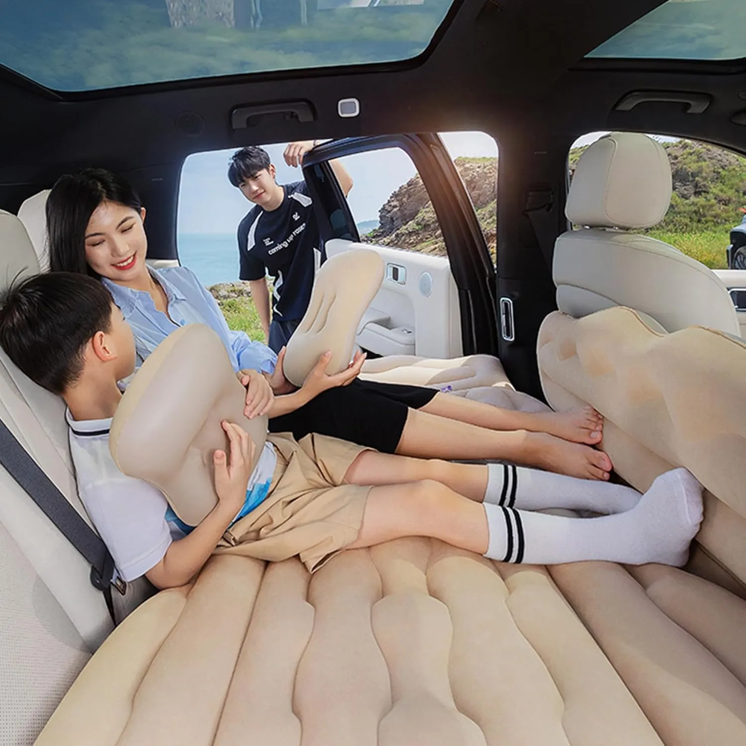 Car Air Mattress for Peugeot 4008 2012 2012 2013 2014 2015 2016 2017 Thickened Durable Car Camping Air Mattress Bed with Air Pump Inflatable Sleeping Mat,C