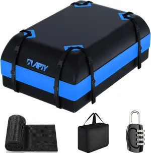 Car Rooftop Cargo Carrier Bag, 16 Cubic Feet Soft Roof Top Luggage Bag for All Vechicles with/Without Racks - with Waterproof Zip, Anti-Slip Mat, Door Hooks, Luggage Lock, Storage Bag