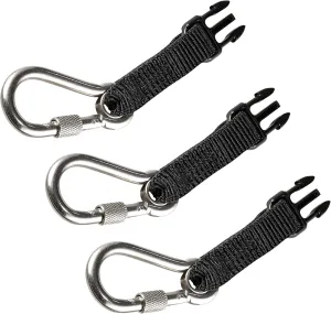 Carabiner Ended Tool Attachments, Pack of 3, Tool Weight Capacity 1lbs, Ergodyne Squids 3025 , Black