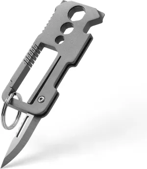 Carabiner Titanium Multifunction Keychain Tool, 8 in 1 Multifunction Keychain with Folding Knife - Bottle Opener, Screwdriver, Key Clip, Men's EDC Keychain