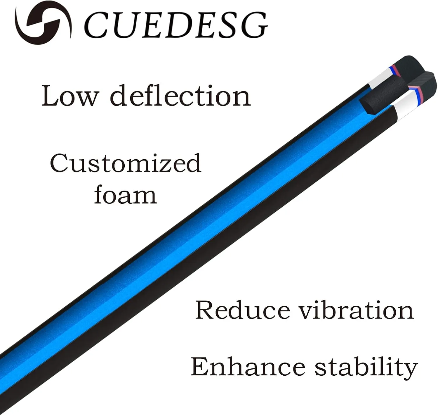 Carbon Fiber Pool Cue Stick 10.5mm/11.8mm/12.5mm,Low Deflection Pool Stick,Professional Cue Stick with Case