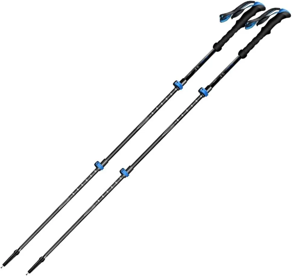 Carbon Fiber Trekking Poles，Lightweight Quick Lock System&EVA Handle Hiking Poles,Walking Stick Fold Adjustable for Men and Women.