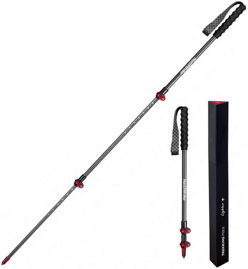 Carbon Trekking Poles, Ultralight, Collapsible for Hiking, Trekking, Walking, Snowshoeing - with Adjustable Locks Expandable to 51.1"", 1-pc Pack Adjustable Hiking or Walking Sticks