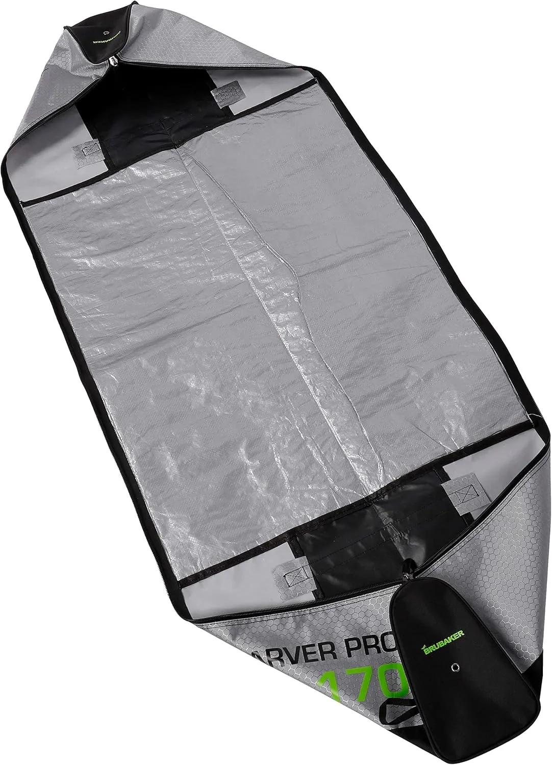 CarverTec Pro Ski Bag for 1 Pair of Skis and Poles - Silver Green