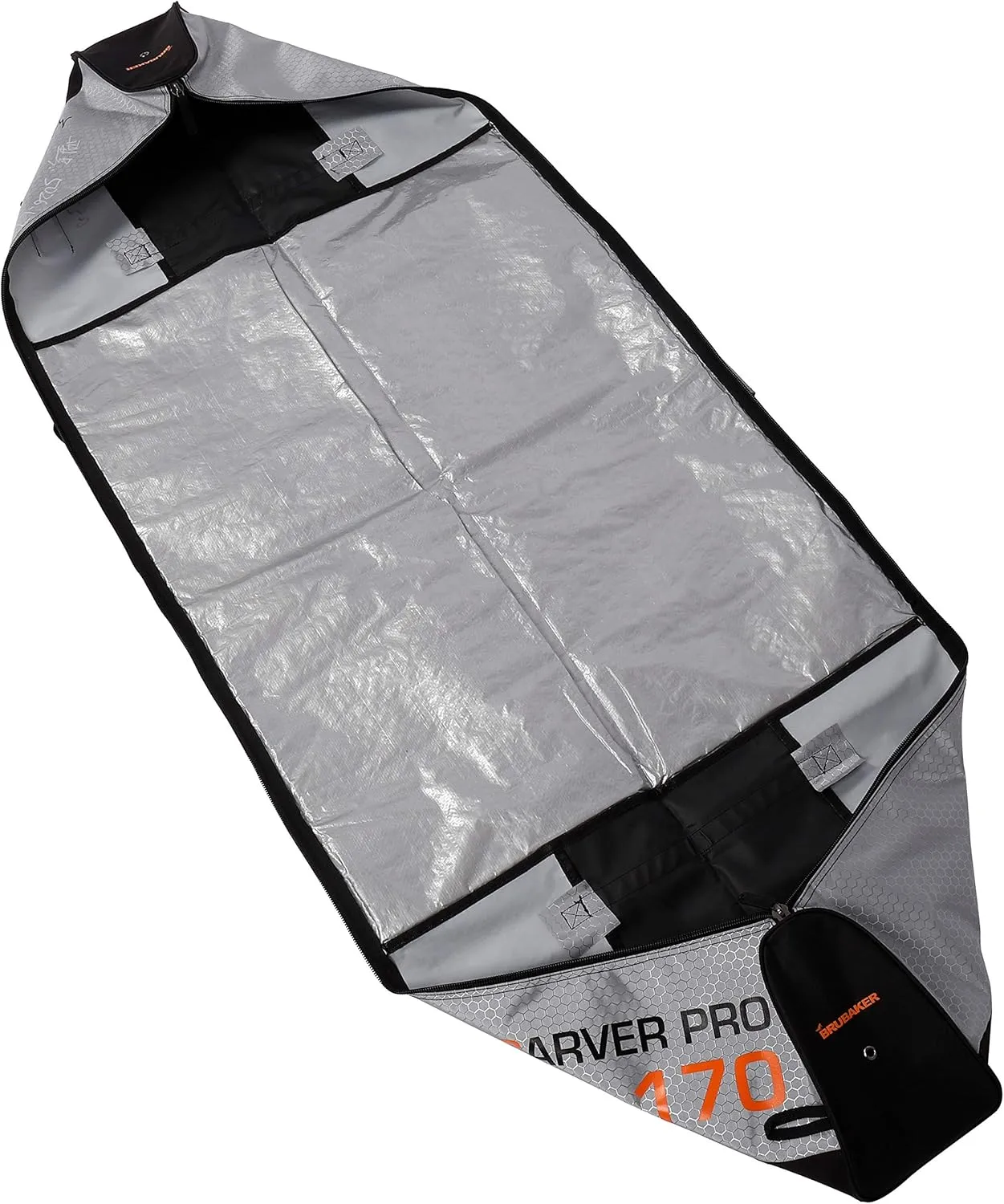 CarverTec Pro Ski Bag for 1 Pair of Skis and Poles - Silver Orange