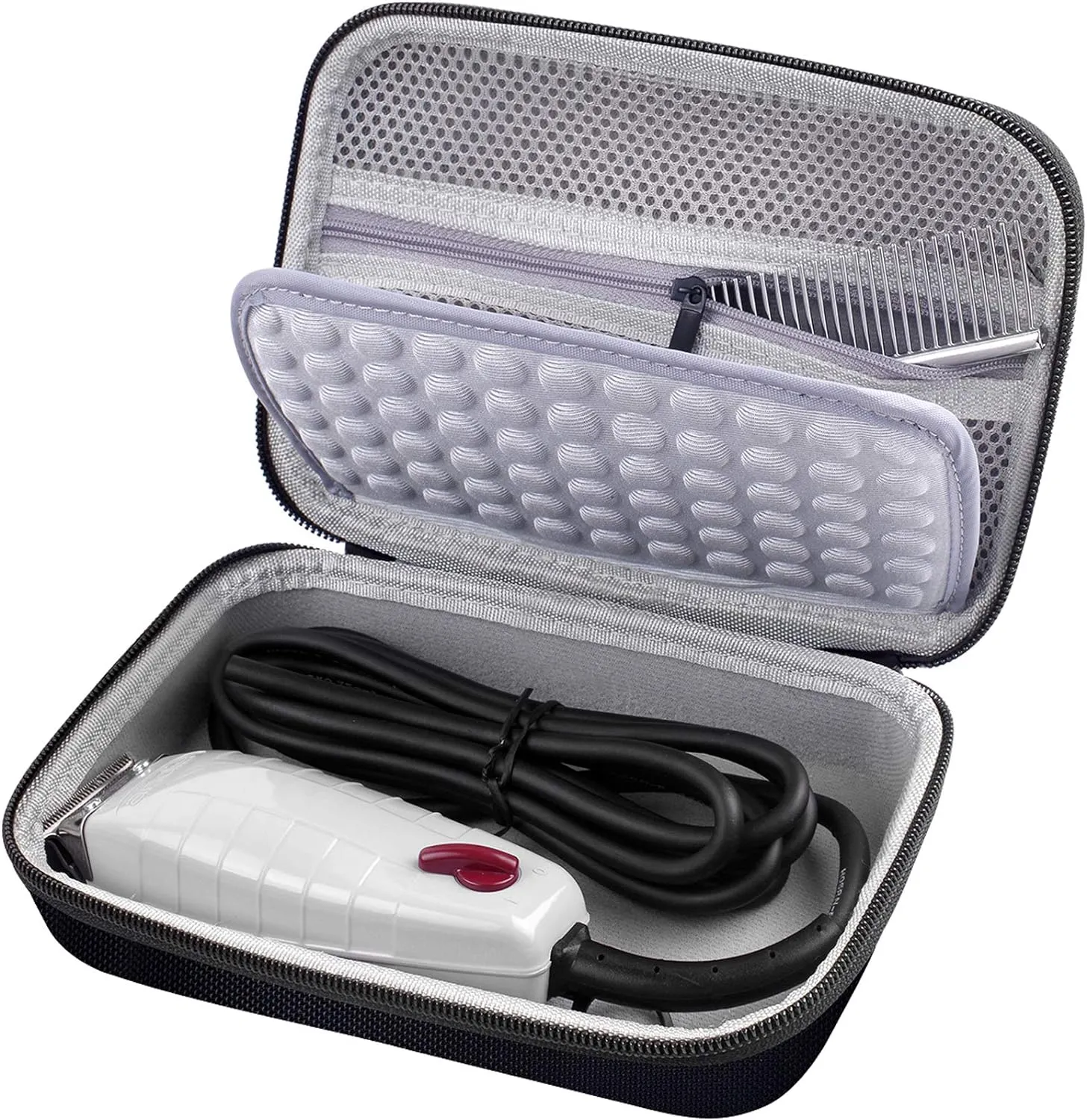 Case for Andis Professional T-Outliner Beard & Hair Trimmer, Model GTO 04780/04710/04603/04775, with Mesh Pocket for Attachment Set - Bag Only (Black Grey Inner)