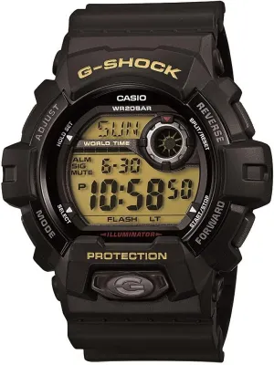 Casio G-Shock 8900-1 | Front Button Design | Shock Resistant | 200M Water Resistant | Aluminum Bezel | Super Illuminator LED Backlight | World Time | Stopwatch | Countdown Timer | 3-Year Battery