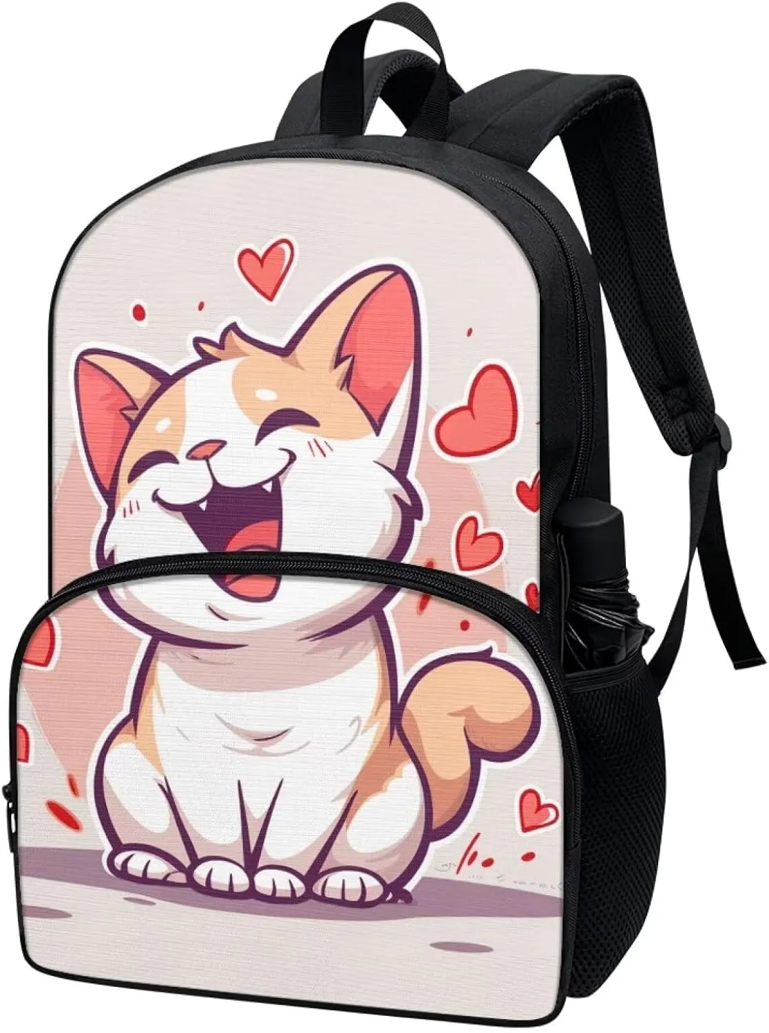Cat Girls Backpack for Elementary School Lightweight Girls Bookbag Kids School Bag Multi-Pockets Portable Backpacks for Kids for Picnic Travel Outdoor