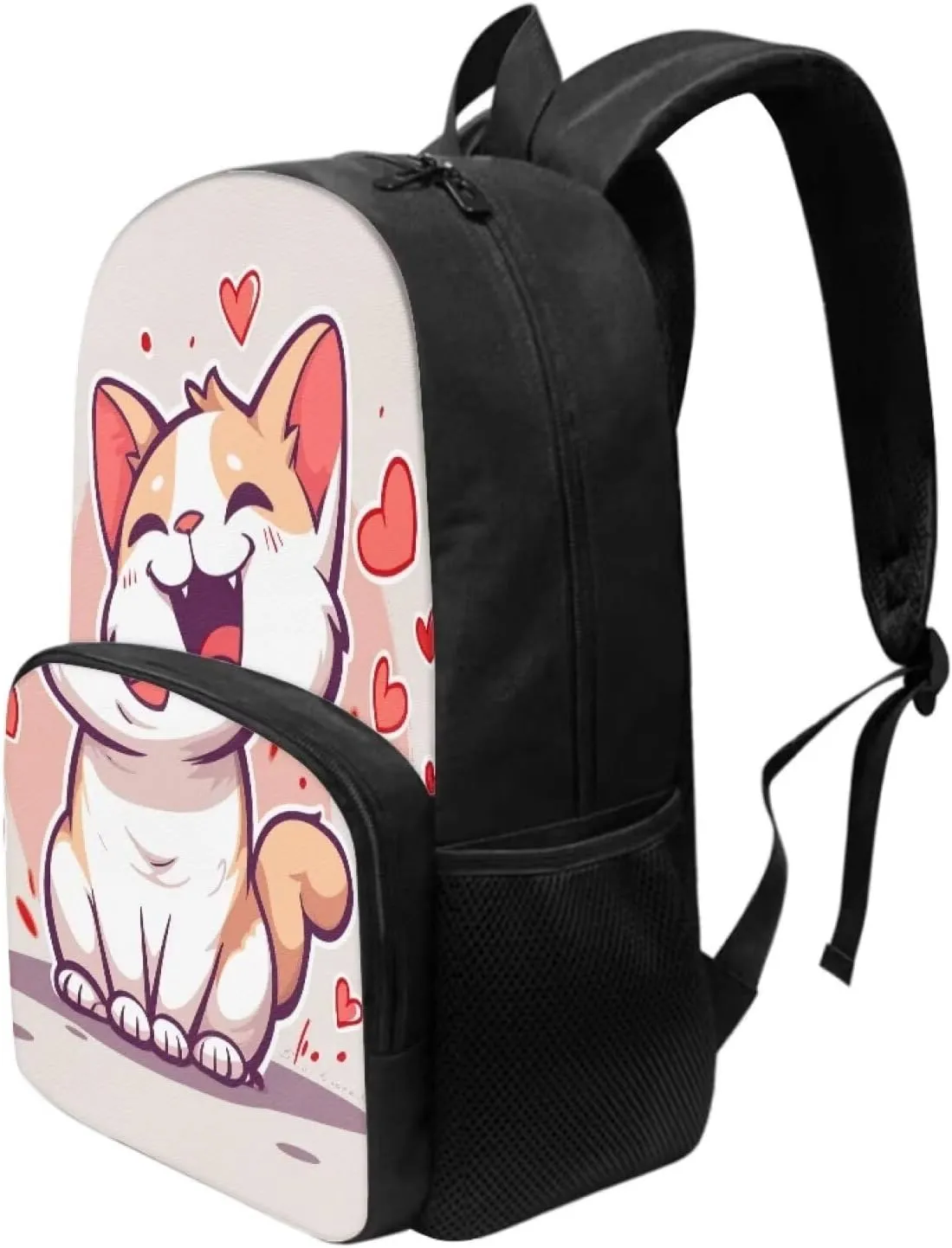 Cat Girls Backpack for Elementary School Lightweight Girls Bookbag Kids School Bag Multi-Pockets Portable Backpacks for Kids for Picnic Travel Outdoor