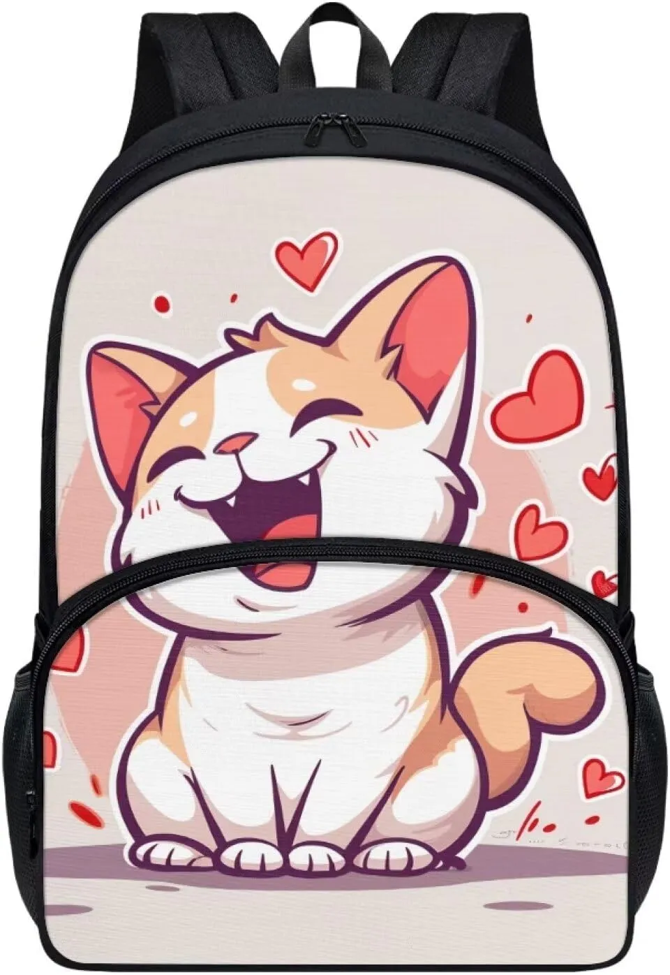 Cat Girls Backpack for Elementary School Lightweight Girls Bookbag Kids School Bag Multi-Pockets Portable Backpacks for Kids for Picnic Travel Outdoor