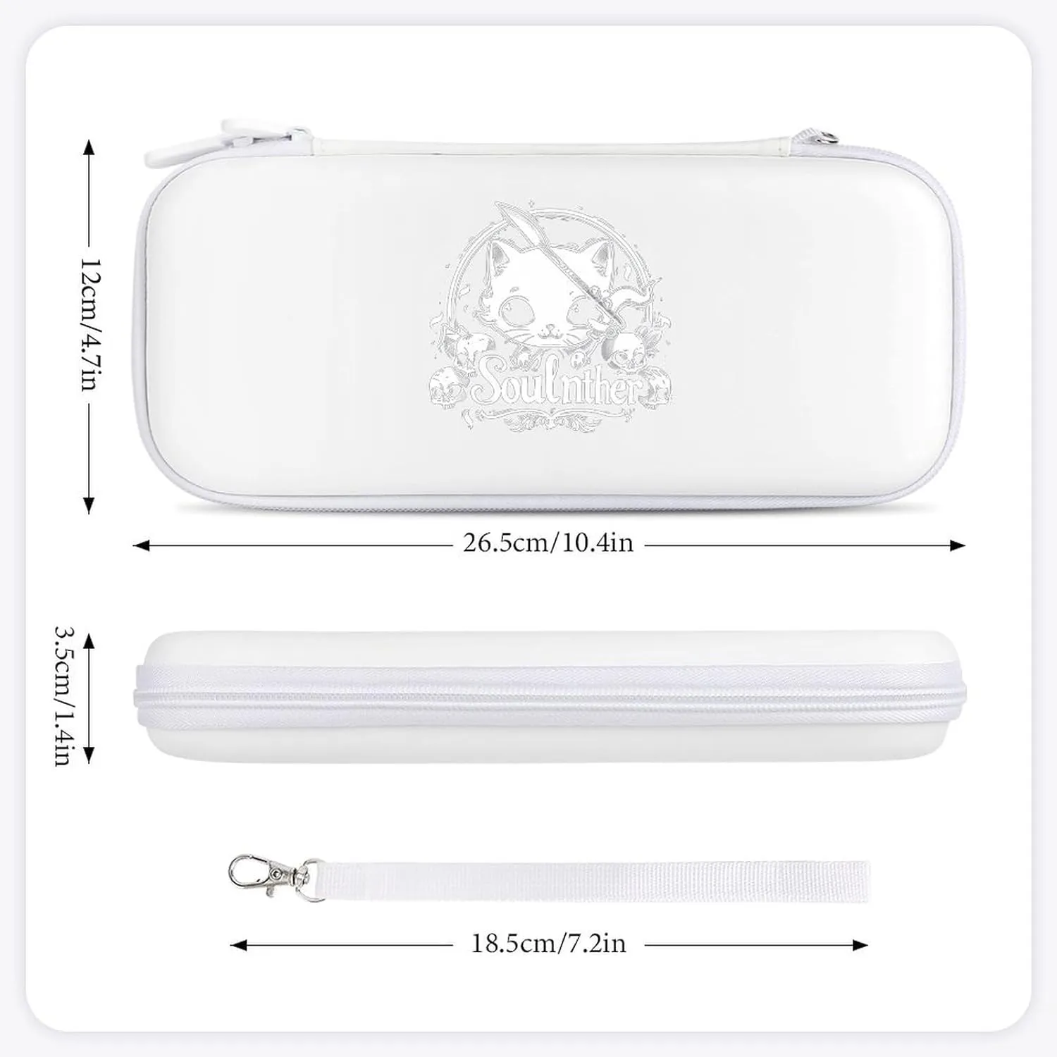 Cat Soul Killer Hard Shell Travel Case with Rope 15 Game Card Pockets Compatible with Switch Protective