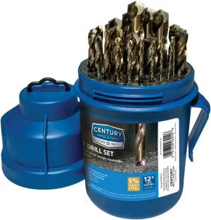 Century Drill & Tool, 26929, 29 PC Set,Jobber Drill Bit, Cobalt Steel, High Speed Drill Bit Pack