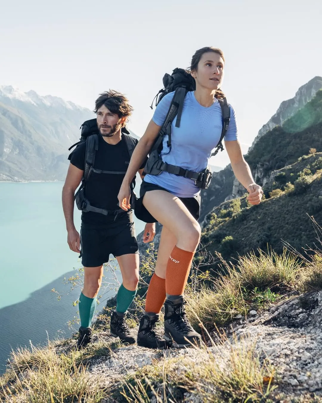 CEP Women's Tall Light Merino Wool Hiking Socks - Lightweight Knee High Outdoor Compression Socks