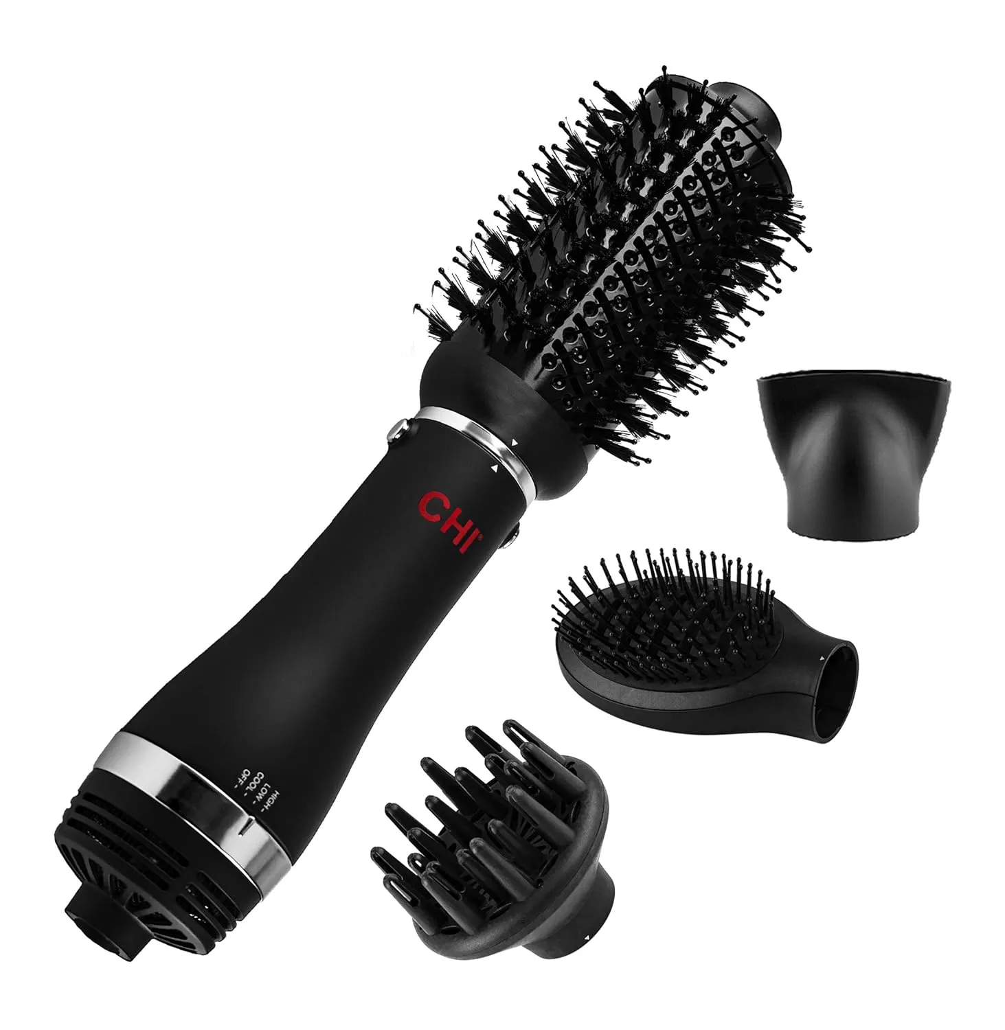 CHI Volumizer 4-in-1 Blowout Brush | Ceramic and Ion Technology | Black & Infra Silk Infusion, 6 Fl Oz