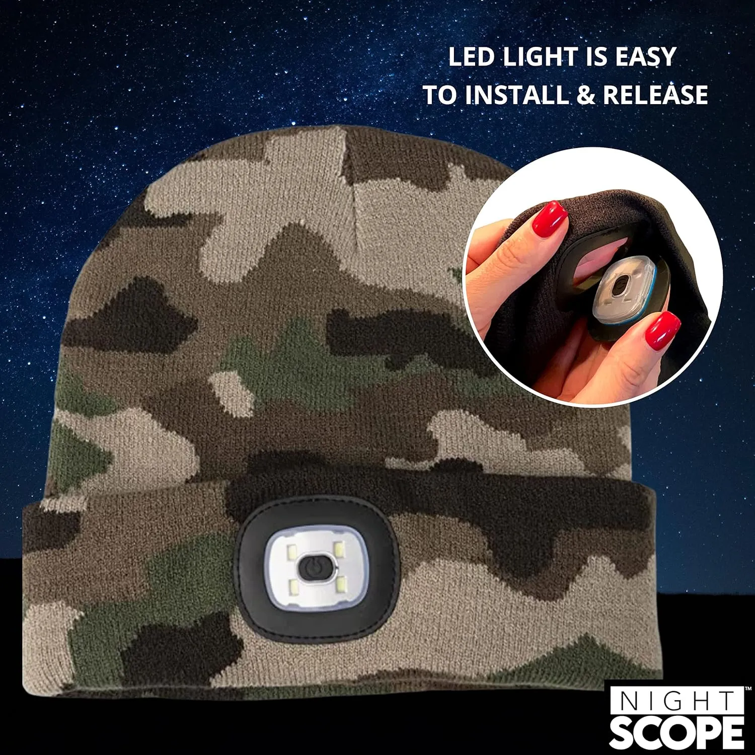 Classic Rechargeable LED Warm Knit Beanie Head Light Hat Headlamp for Outdoor Activities