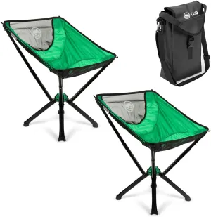 CLIQ Portable Chair Version 1.0 - Lightweight Folding Chair for Camping - Supports 300 Lbs - Perfect for Outdoor Adventures - Moss Bundle
