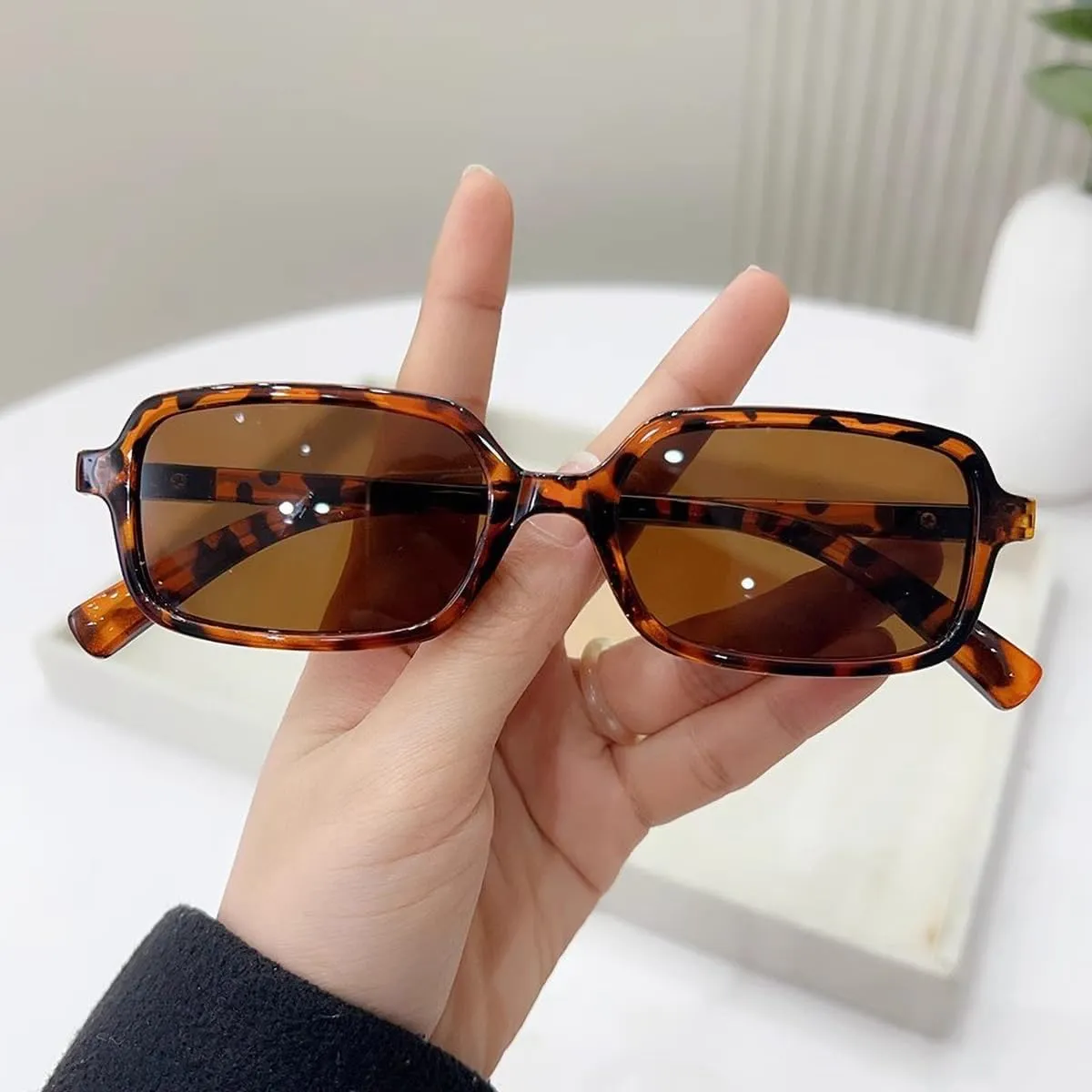 Cmonie 4Pack Retro Rectangular Sunglasses for Women Men Vintage Small Fashion Trendy Sun Glasses UV Protection Glasse