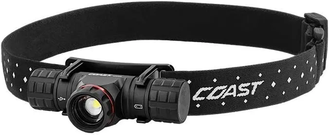 Coast® HL8R 800 Lumen Rechargeable Pure Beam® Focusing LED Headlamp, Black & XPH30R 1000 Lumen USB-C Rechargeable Dual Power Headlamp with Twist Focus Beam and Magnetic Base