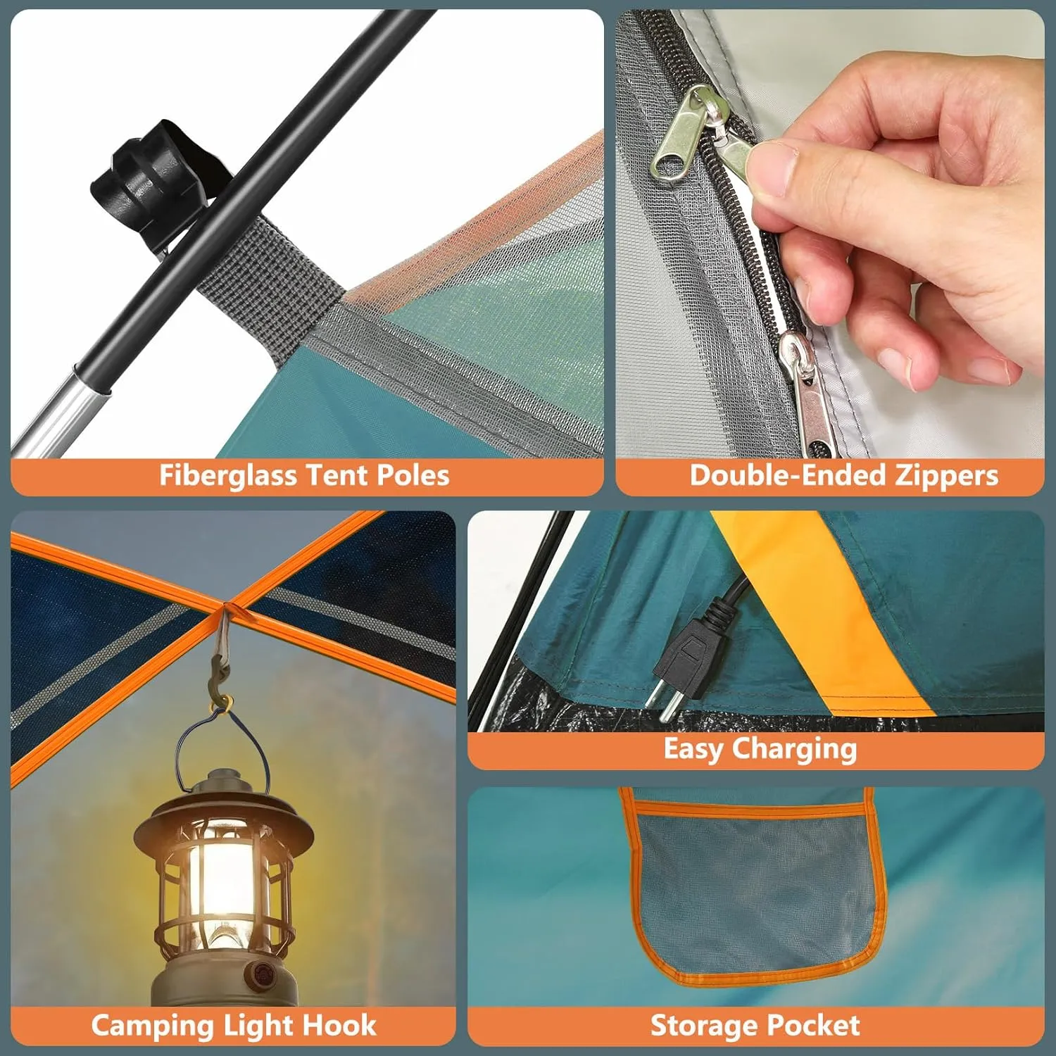 COBIZI 4/6 Person Tent for Camping Waterproof PU-Coated with Removable Rainfly, Easy Setup Family Tent with Large Mesh Windows, 3 Season Portable Dome Tent for Outdoor, Scouts, Hiking & Traveling