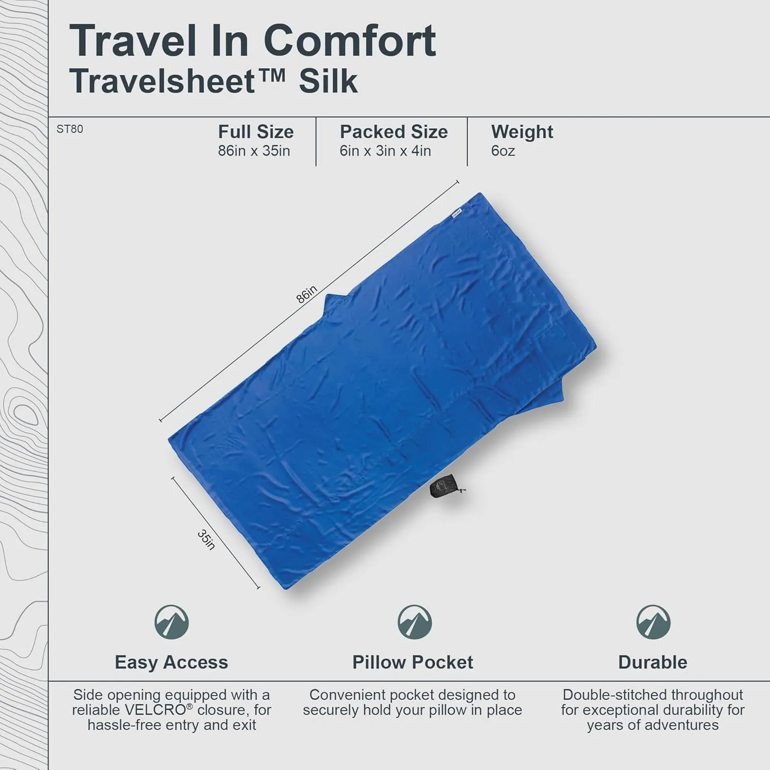 COCOON Premium TravelSheet - Silk Ripstop Rectangular Sleeping Bag Liner for Adults