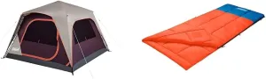 Coleman Skylodge Instant Setup 4/6/8/10/12 Person Camping Tent Bundle with Kompact 20°F/30°F/40°F Rectangular Sleeping Bag
