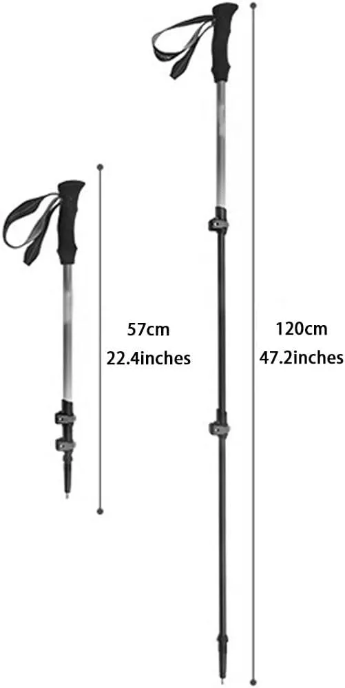 Collapsible Hiking and Trekking Poles, Anti-Shock and Quick Lock System, 3K Carbon Fiber with EVA Grip, 2pc Per Set