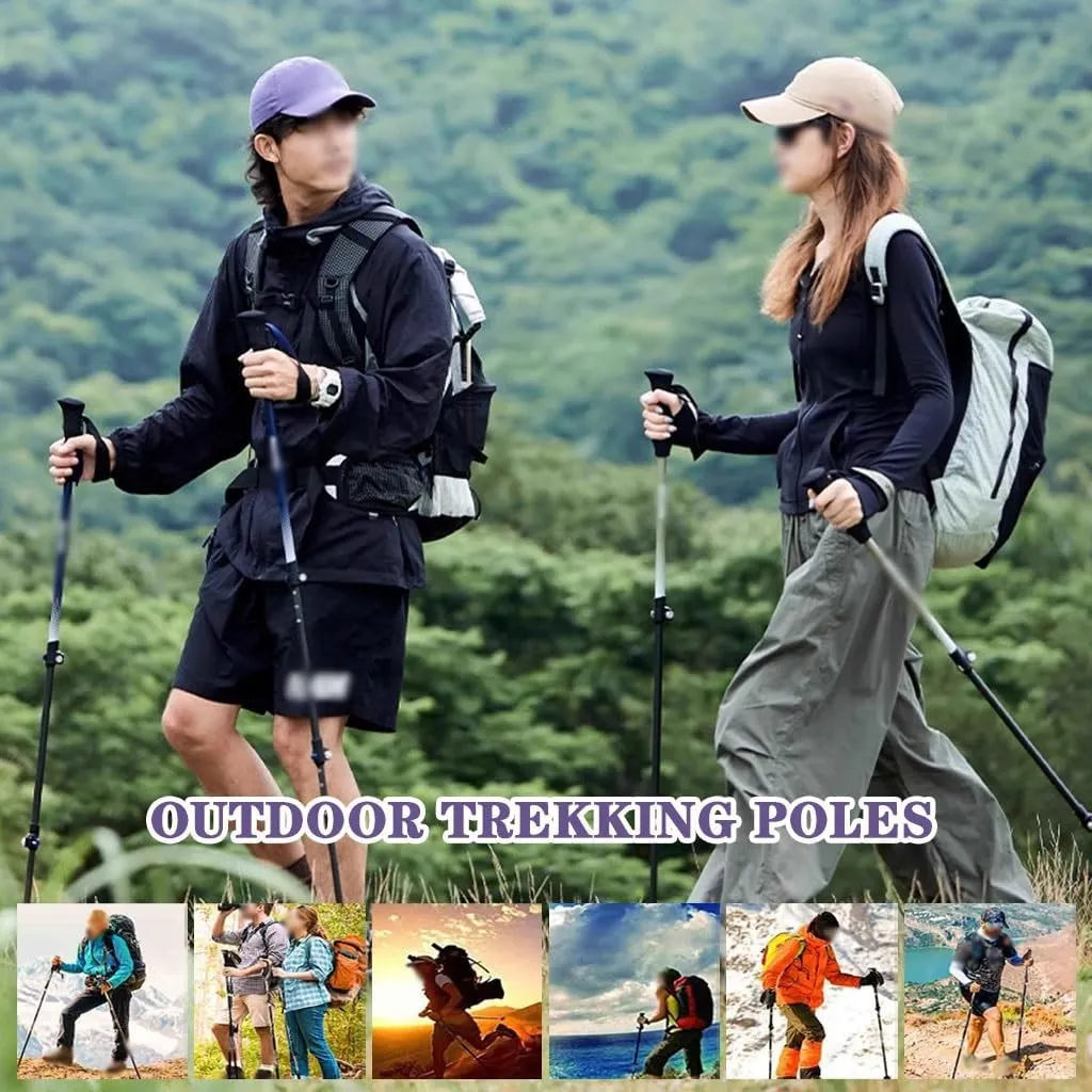 Collapsible Hiking and Trekking Poles, Anti-Shock and Quick Lock System, 3K Carbon Fiber with EVA Grip, 2pc Per Set