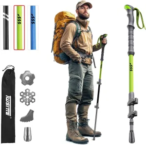 Collapsible Hiking Poles,1 Poles Lightweight Aluminum Adjustable Walking Poles,Carbon Fiber Trekking Poles with Flip Lock and EVA Grips Suitable for All Kinds of Travel