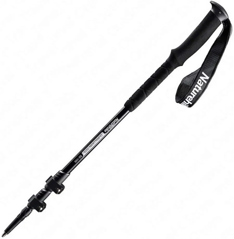 Collapsible Telescopic Trekking Pole – Ultralight Aluminum Alloy Hiking Stick with Quick Lock, Anti-Shock System & Tungsten Tip for Hiking, Camping, Climbing (1 Pole, Black)