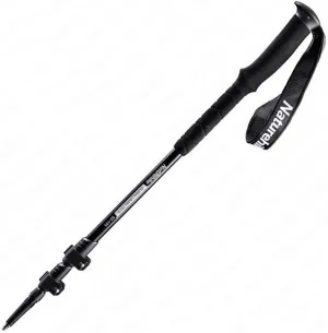 Collapsible Telescopic Trekking Pole – Ultralight Aluminum Alloy Hiking Stick with Quick Lock, Anti-Shock System & Tungsten Tip for Hiking, Camping, Climbing (1 Pole, Black)