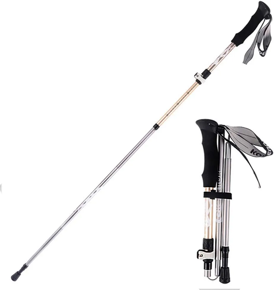 Collapsible Trekking Pole/Hiking Poles Adjustable Lightweight Aluminum Portable Walking Sticks with Foam Grip and Quick Lock System for Walking Senior Hike Backpacking