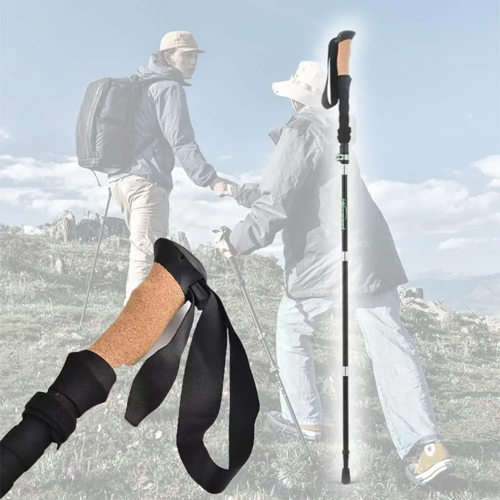 Collapsible Trekking Poles, Adjustable Hiking Poles, Aluminum Alloy Walking Sticks, Lightweight Climbing Sticks for Camping Backpacking (Color : Green)